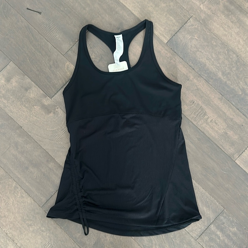 Fabletics Black Curved Cinch Tank XS NWT